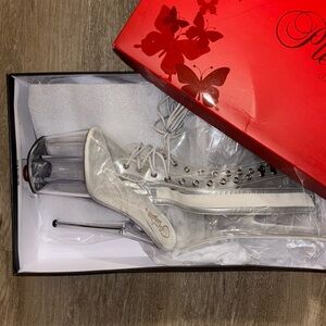 Clear Pleaser dancing heels stripper boots heels size 6